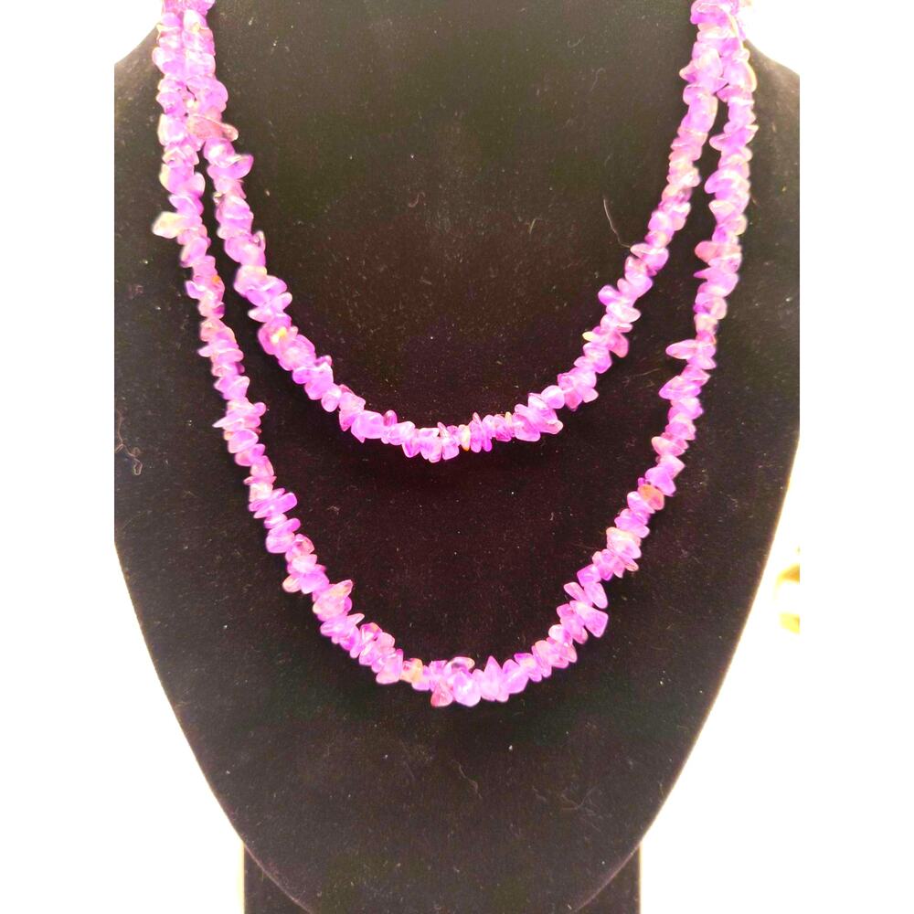 Doug Paulus Signed Dp Amethyst Chip Beads Necklac… - image 1